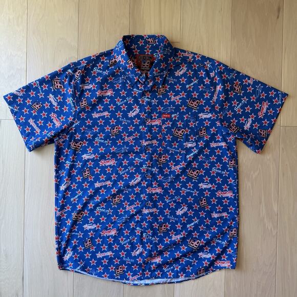 Dixxon Shirt XL Blue Pastrana Snap On Short Sleeve Button Up Casual Workwear - Picture 2 of 8